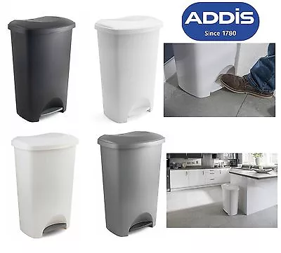 Addis 50l Foot Pedal Bin Dustbin Plastic Rubbish Paper Waste Kitchen Office Bins • £20.95