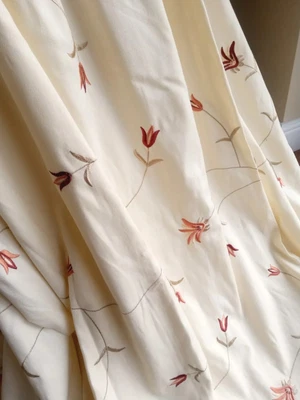 £75 • Buy Beautiful Embroidered Curtains  W65” X D53” Each Montgomery Tulip Textured UK 