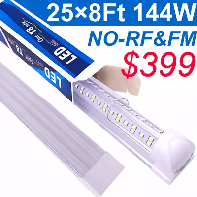 25PC 8FT LED Shop Light 144W T8 Linkable LED Light Fixture For Garage NO RF FM • $59.99