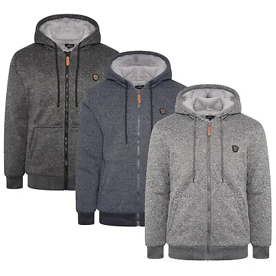 Mens Winter Warm Full Zip Faux Fur Lined Hooded Jacket Hoodie Top Size S - 3XL • £28.99