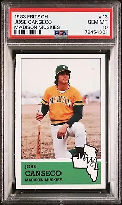 1983 Fritsch Madison Muskies #13 Jose Canseco - PSA 10 • $339