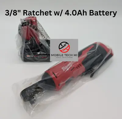 NEW Milwaukee M12 3/8  Ratchet 2457-20 + 4.0 Ah XC4.0 Battery • $129.98