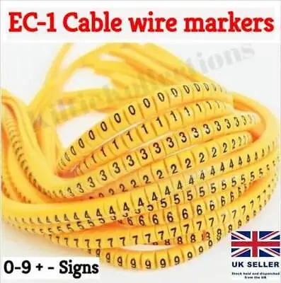 Cable Wire Marker EC-1Identification Number 0 To 9 & +- From 2.6mm² - 4.4mm² • £2.85