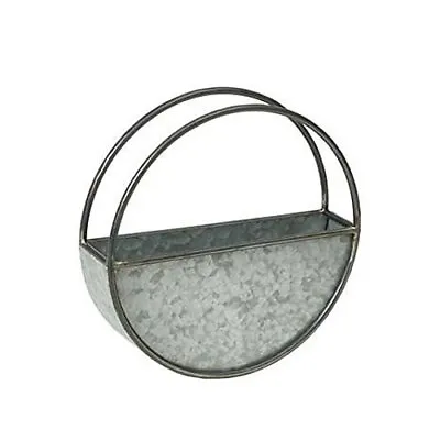 MND Brand New Round Galvanised Wall Planter Metal Material Vases Plant Decor Use • £17.99