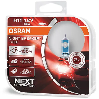 OSRAM Night Breaker Laser (Next Generation) +150% H11 Car Headlight Bulbs (Twin) • $30.39