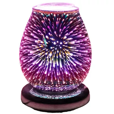 Aroma Lamp 3D Fireworks Silver Oil Burner Wax Melt Multi Led  - Colour Changing • £15.67