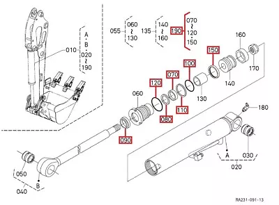 YW18295310 Bucket Cylinder Seal Kit Fits Kubota  U15-3 & U17-3  (Special Order) • £101