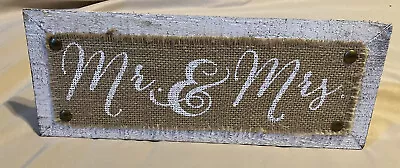 Mr. & Mrs.  Sign Wedding Reception Decor With Stand Burlap NEVER USED! • $6