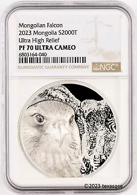 2023 Mongolia 3oz Silver Saker Falcon Ultra High Relief - NGC PF70 Ultra Cameo • $234.50