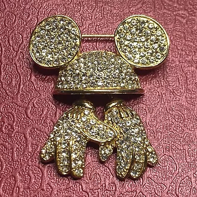 Disney Napier Pave Crystal Mickey Mouse Ears And Gloves Brooch • $25