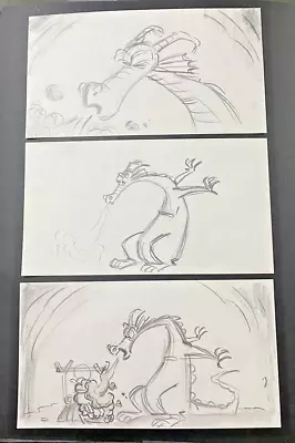 1977 Pete's Dragon Elliott Three Original Animation Concept Art Drawings Disney • $199.99