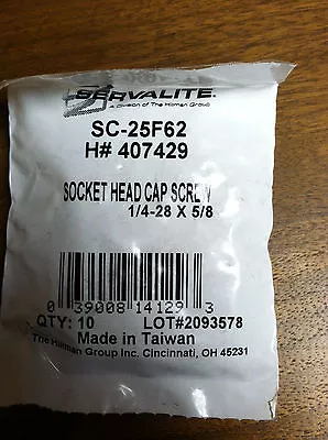 Socket Head Cap Screw 1/4-28 X 5/8  Black Oxide Steel Pack Of 10 • $1.19