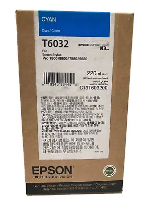 Epson Cyan K3 Ink Cartridge T603200 UltraChrome For Epson Stylus Pro • $36.99