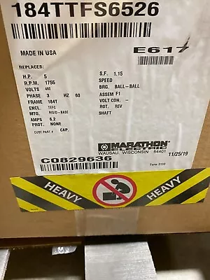 Marathon E617 184TTFS6526 5 HP 3PH 460V 184T Frame TEFC Motor • $395