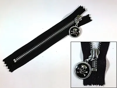 Zip Zipper Skull Medallion Puller Closed End Metal YKK Black • $5.03