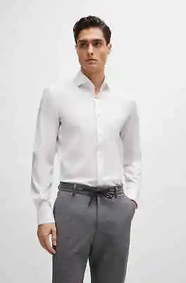 HUGO BOSS White Shirt Slim Fit Size M 39 15.5 • £15