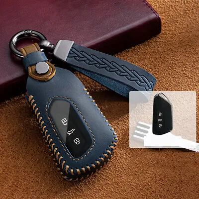 Leather Car Key Case Cover Holder For VW Golf 8 ID.4 For Seat Leon Remote Fob • $18.89