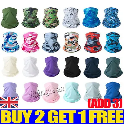 Face Mask Covering Scarf Bandana Ice Silk Breathable Neck Tube Gaiter Snood Mask • £2.89