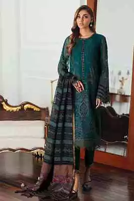 Pakistani Designer Embroidered Organza Suit 3 PC Unstitched Shalwar Kameez Women • £38.99
