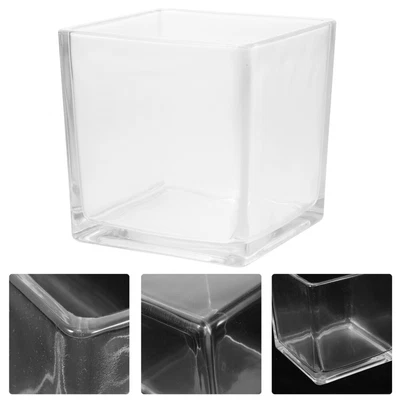 £27.32 • Buy 2pcs Glass Flower Vases Modern Style Glass Cube Vase Desktop Succulent Pots Vase