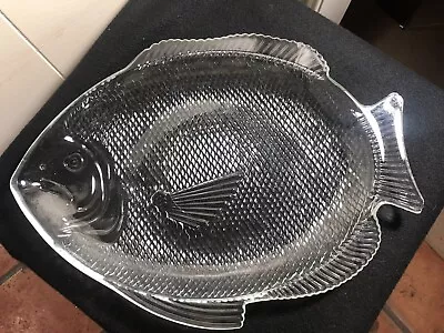 Clear Glass FISH Platter Ovenproof USA 11.5  X 15.5  **READ** • $11.69