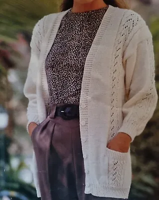 Knitting Pattern Lady's DK Long Cardigan With Pockets 28 - 42   (971) • £1.95