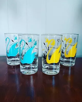 RARE!  Mid Century Modern Federal Swan Peanut Butter Glasses Set Of 4 Atomic! • $79.99