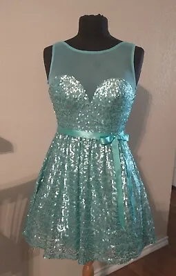 £14.75 • Buy Prom Dresses Jr Size 1 Sequin Mint Green Short Hem Length