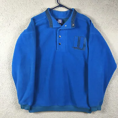 Vintage Umbro Jacket Mens Large Blue Fleece Pullover 1/4 Snap 90's Soccer • $20.46