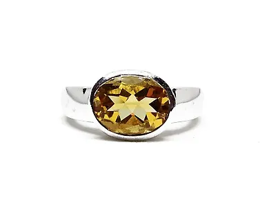 Mens Citrine Band Silver Citrine Ring For Men 1.25 Ct Citrine Ring Men 925Silver • £44.98