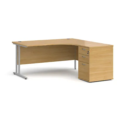 £335 • Buy Right Hand Corner Desk 1600 X 1200 With 3 Drawer Lockable Desk High Pedestal