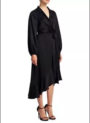 Zimmerman Black Silk Wrap Dress / Size 3 / Midi Suede Silk  • $200