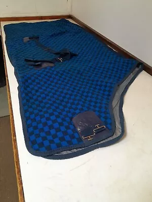 6'6  Fal-Pro Domino Blue Check Standard Fleece Cooler Rug  -E24 • £12