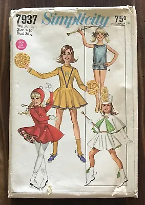 1968 Simplicity Sewing Pattern 7937 Girls Cheerleader Majorette Ice Skate Dress • $6.50