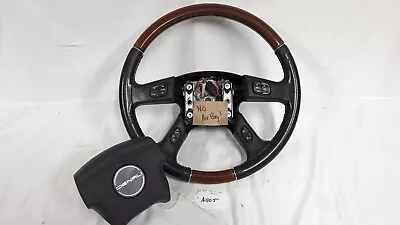 OEM Wood Grain & Black Leather Steering Wheel For 05-07 GMC Sierra Envoy Denali • $199.99