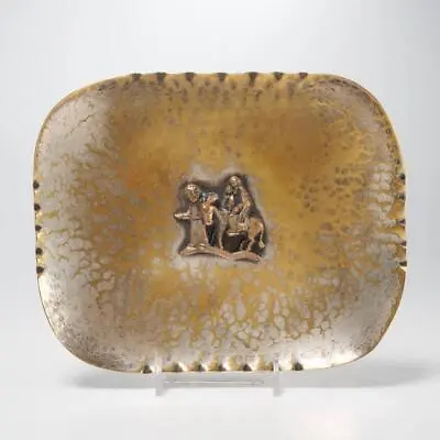 Margit Tevan Hammered Metal Silver Plated Brass Bronze Jesus Mary Joseph Plate • $240