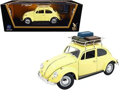 1967 Volkswagen Beetle With Roof Rack And Luggage Yellow 1/18 Diecast Model Car • $59.41