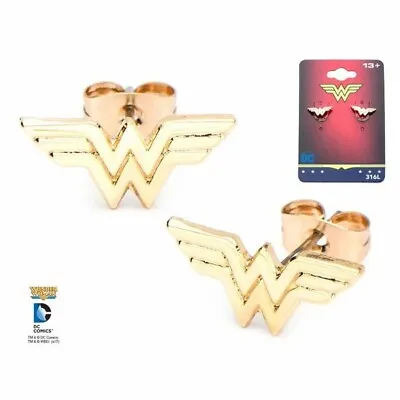 Wonder Woman Logo (DC Comics) Gold Plated Stud Earrings • $12.99