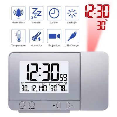 $30.89 • Buy Smart Digital LED Projection Alarm Clock Time Temperature Projector Snooze Clock