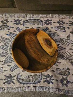 Vintage Wooden Bowl With Lid - 10  Diameter - 3” Deep Turned • $24.99