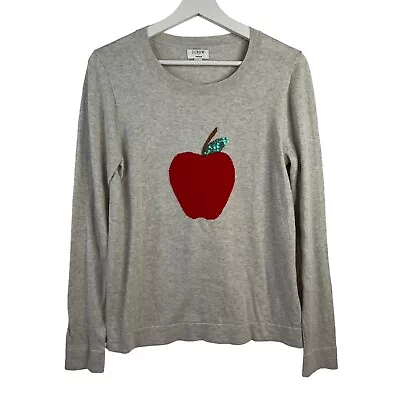 J. Crew Size S Sweater Teddie Sequin Apple Lightweight Cotton Teacher School • $29.91