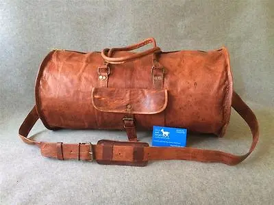 Leather Duffel Bag 20  ROUND Duffel DMR Handmade Sport Cabin • $113.52