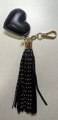 Victorias Secret Black Heart Tassel Gold Studs Keychain RARE • $35