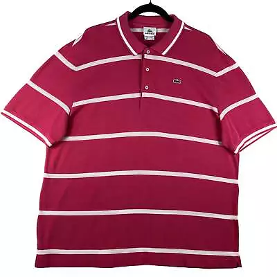 Lacoste Pink Striped Stretch Cotton Polo Shirt Size 2XL • $39