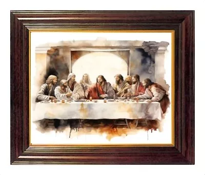 The Last Supper Jesus & 8 Of The 12 Disciples Catholic Watercolour Picture Ls4r • £17.99