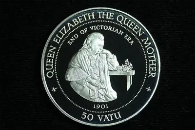 1994 50 Vatu Vanuatu Proof Silver Coin - The Queen Mother Elizabeth • $39.95