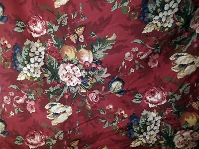 2 Yards Kaufmann Floralfabric ~ Queensland ~ Crimson Red ~ Upholstery Curtains • $47.99