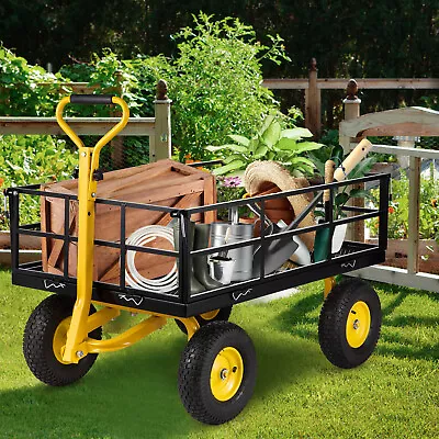 VEVOR Garden Carts Heavy-Duty Yard Dump Wagon Cart Steel Lawn Utility Cart 544kg • $147.59