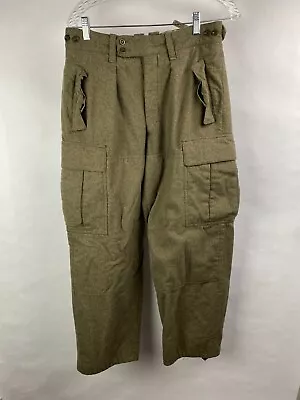 Vintage 1960s German Army Men's Niemann Cargo Combat Pants Wool OD-Green • $42.95