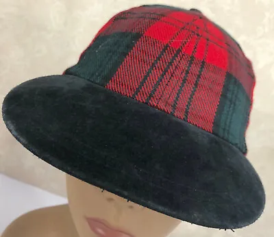 Red Plaid Wool Blend Strapback Baseball Cap Hat • $12.30